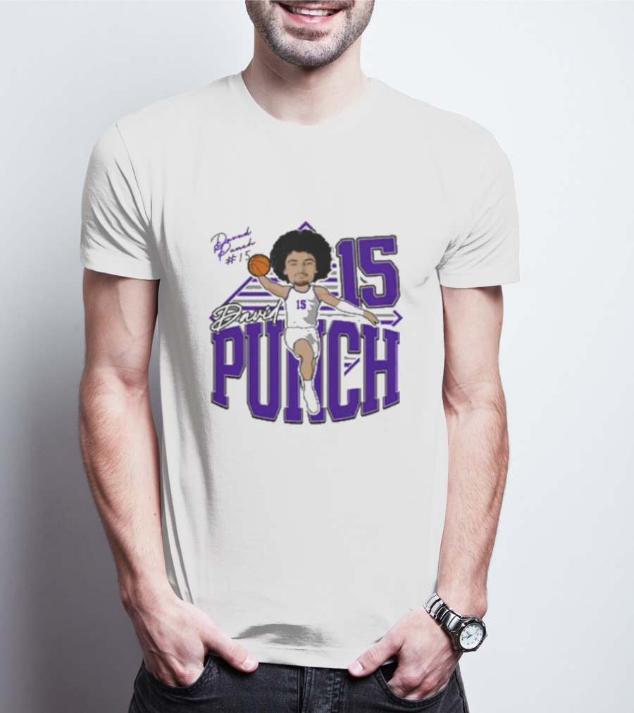 David Punch #15 TCU Basketball Player Caricature T-Shirt