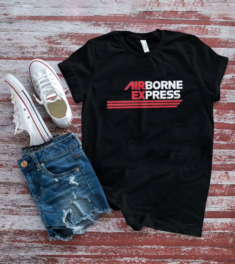 Airborne Express Airlines Retro Logo Red Stripes T-Shirt