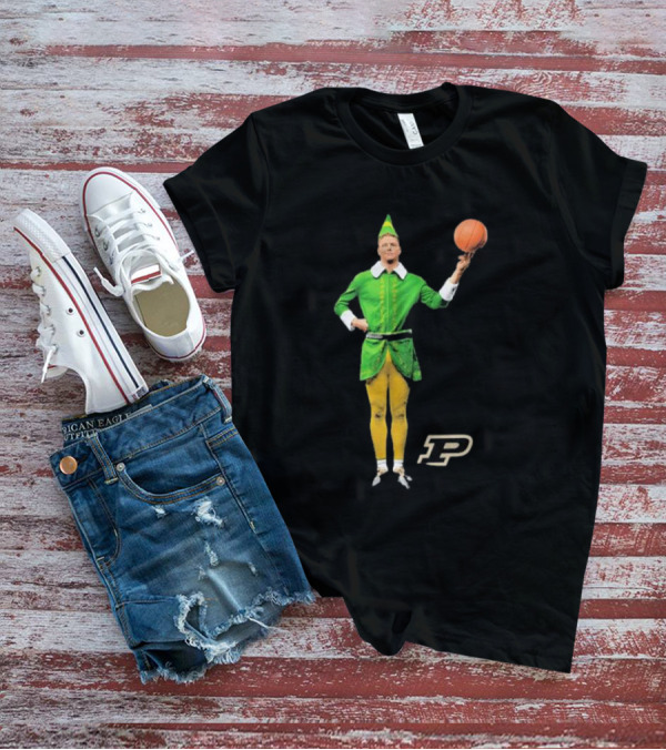 Caleb The Elf Purdue Boilermakers Basketball Elf Holding Basketball With Purdue T-Shirt