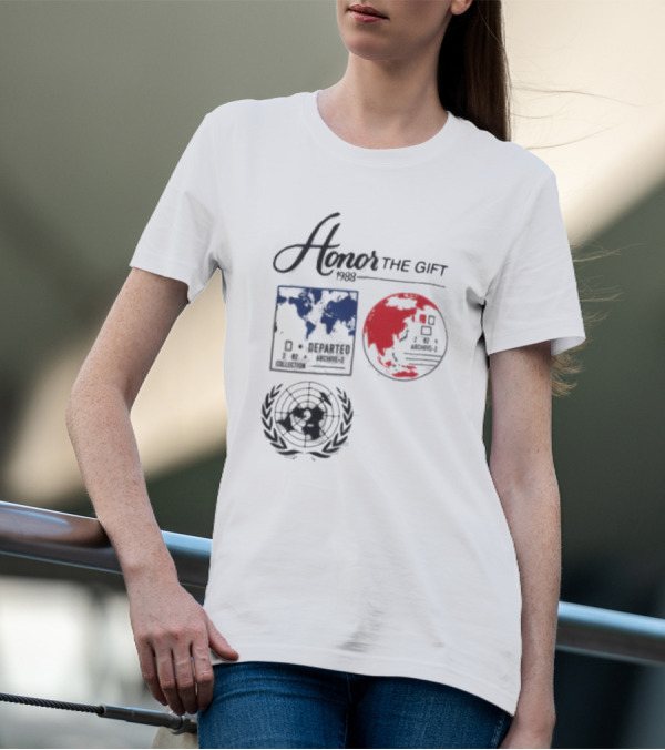 Honor The Gift 1988 Departed Collection Archive-2 World Map And Globe Symbols T-Shirt