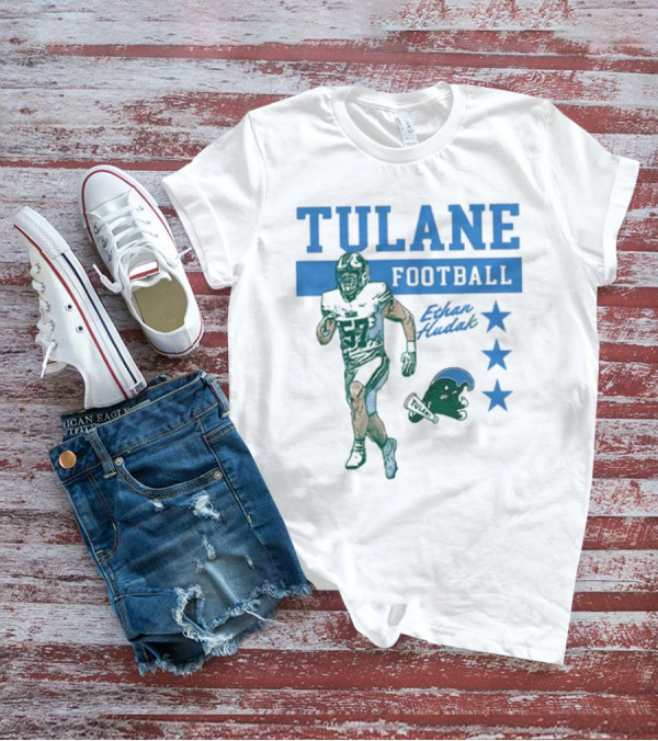 Tulane Football Ethan Hudak Player Graphic And Wave Stars T-Shirt