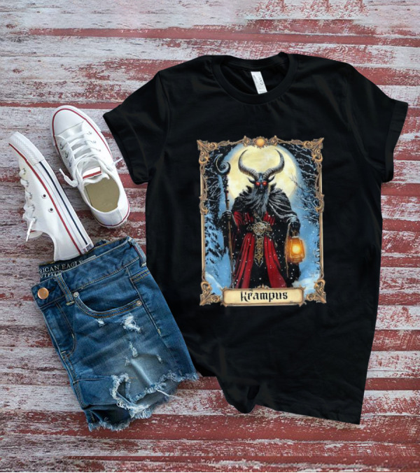 Merry Krampus Tarot Card Christmas Horror Ugly Sweater Xmas T-Shirt