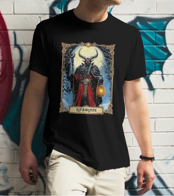 Merry Krampus Tarot Card Christmas Horror Ugly Sweater Xmas T-Shirt