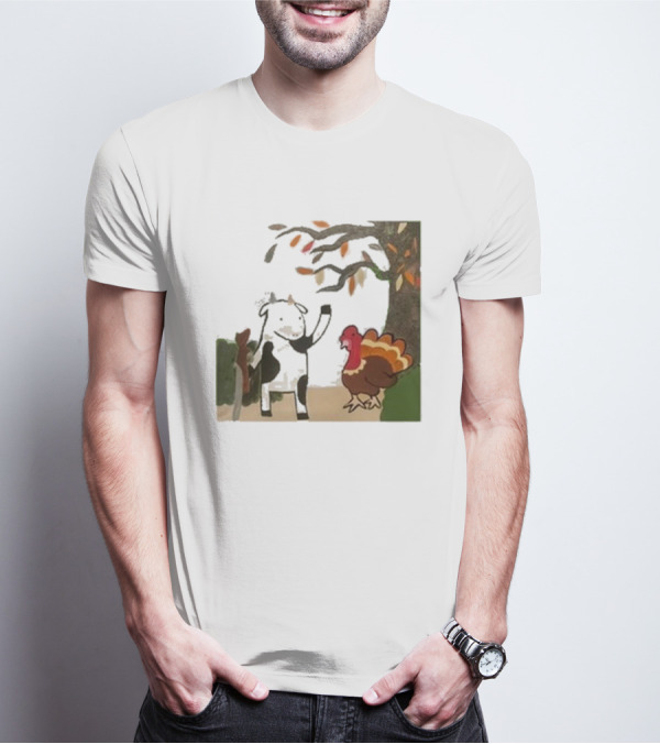 Leanbeefpatty Turkey Time Cow Under Autumn Tree T-Shirt