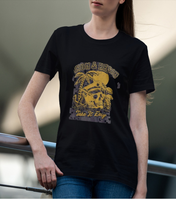 Iron And Resin Take It Easy Skull Palm Sunset T-Shirt