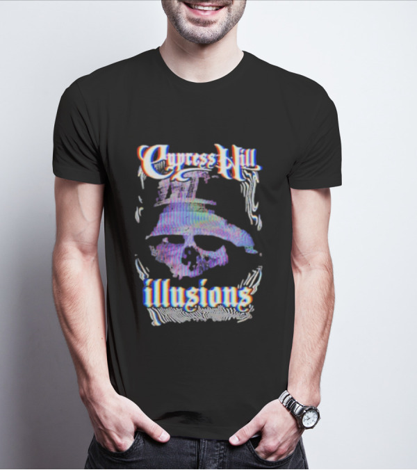 Cypress Hill Illusions Skull Trippy Glitch Effect T-Shirt