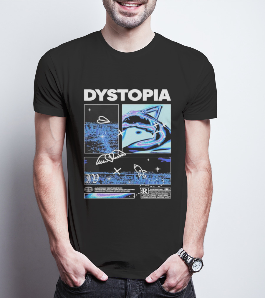Dystopia Ivoxygen All Emotions In Ties Life Come To Live Shadows May Conceal But Light Never Fades Restricted T-Shirt