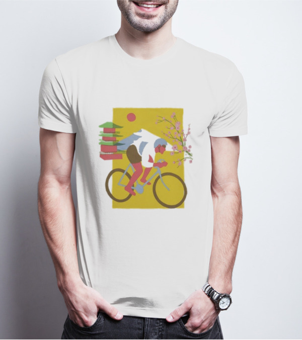Cdawgva Cycling Pagoda Sakura Japan T-Shirt