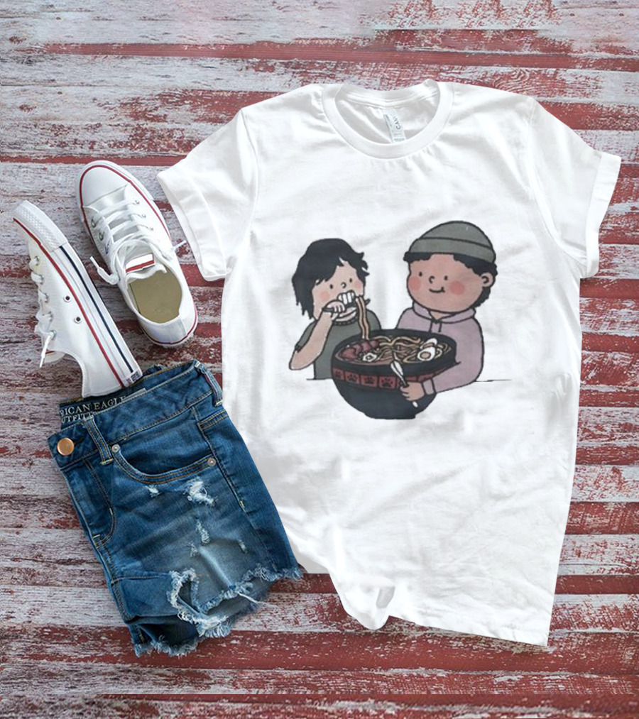 Slushy Noobz Noodles Fun Cartoon Characters Eating Ramen Bowl T-Shirt