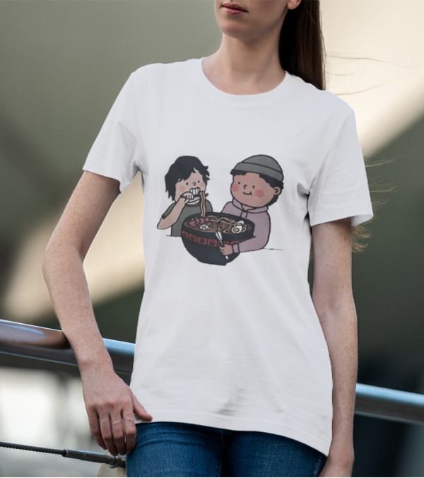 Slushy Noobz Noodles Fun Cartoon Characters Eating Ramen Bowl T-Shirt