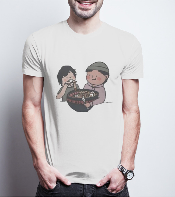 Slushy Noobz Noodles Fun Cartoon Characters Eating Ramen Bowl T-Shirt
