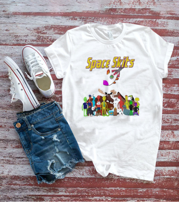 Space Skits Cartoon Characters And Whimsical Alien Crew T-Shirt