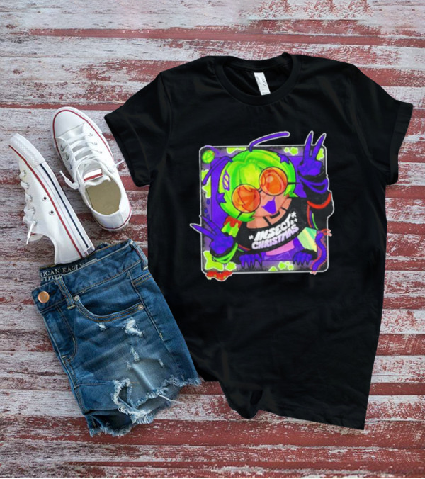 Insect Christmas Neon Peace Alien Vibes T-Shirt
