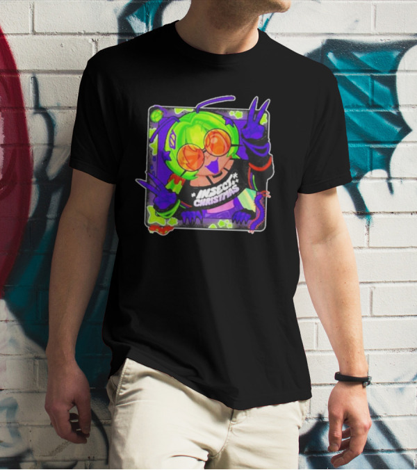 Insect Christmas Neon Peace Alien Vibes T-Shirt