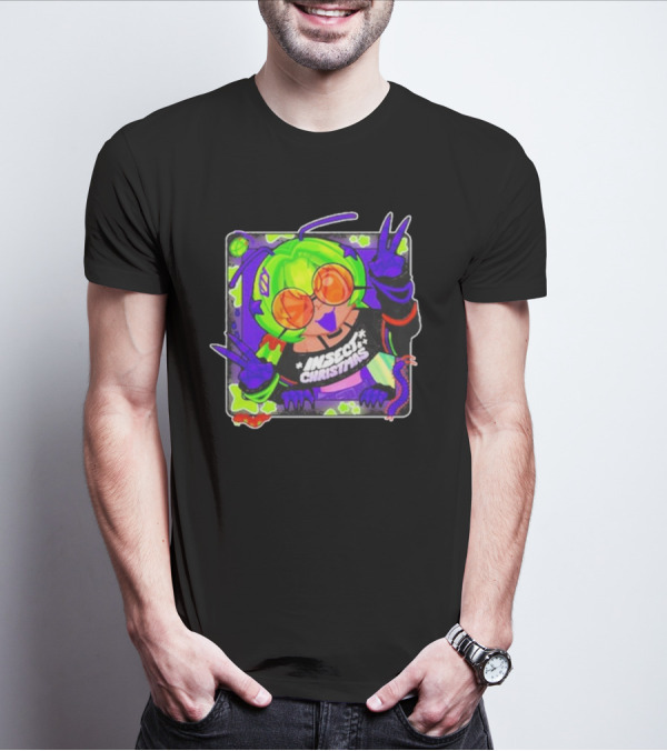 Insect Christmas Neon Peace Alien Vibes T-Shirt