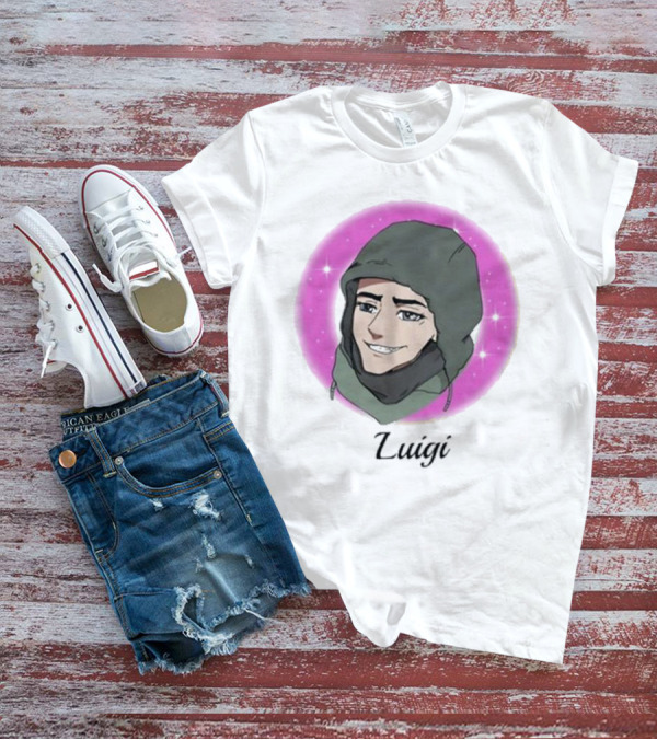 Luigi Anime Shooter Charm With Green Hood And Sparkling Pink Circle T-Shirt