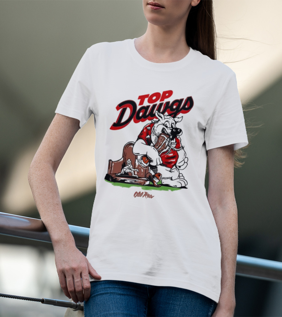Top Dawgs Old Row Bulldog Eating Trophy Image T-Shirt
