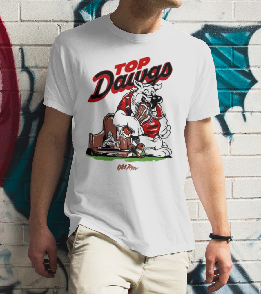 Top Dawgs Old Row Bulldog Eating Trophy Image T-Shirt