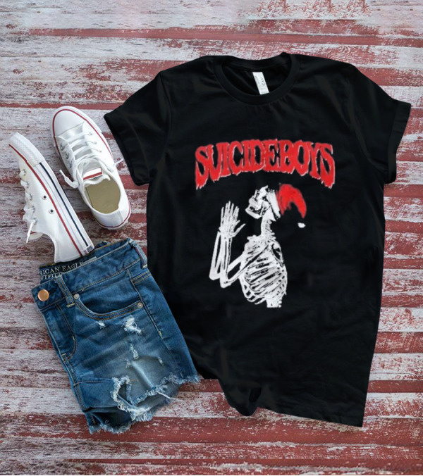 SUICIDEBOYS Skeleton Santa Hat T-Shirt
