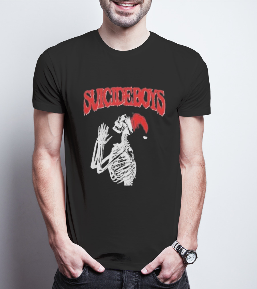 SUICIDEBOYS Skeleton Santa Hat T-Shirt