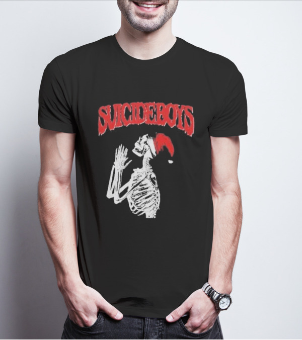 SUICIDEBOYS Skeleton Santa Hat T-Shirt