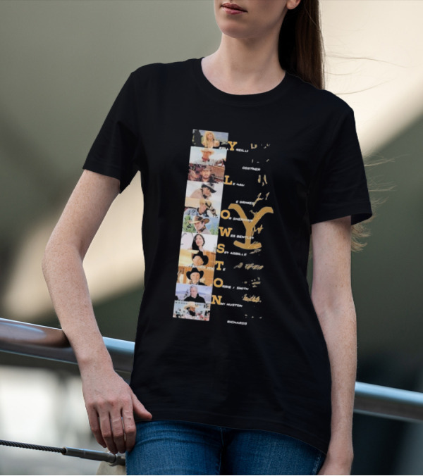 Yellowstone Cast Vertical Collage With Names And Signature Elements T-Shirt