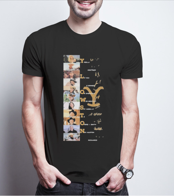 Yellowstone Cast Vertical Collage With Names And Signature Elements T-Shirt