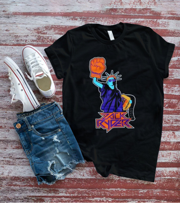 Zack Ryder Fashioned Liberty Holding Champion Belt Statue T-Shirt