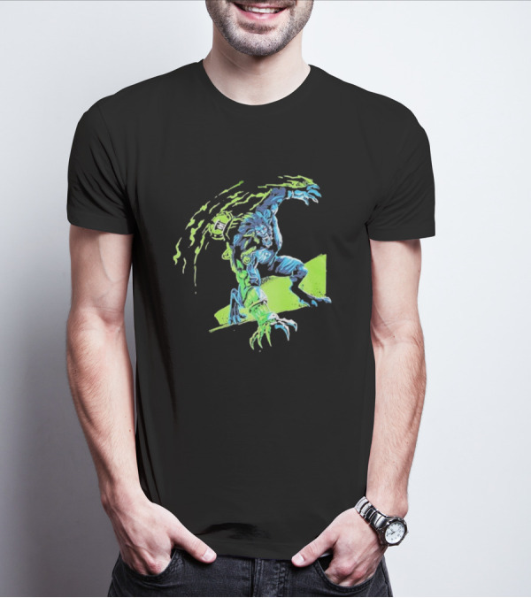 Arcane Warwick Champion Of Legends League Monster Claws And Green Energy Burst T-Shirt