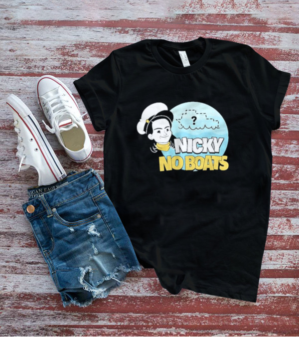 Nicky No Boats Captain's Hat Cartoon Question Mark T-Shirt