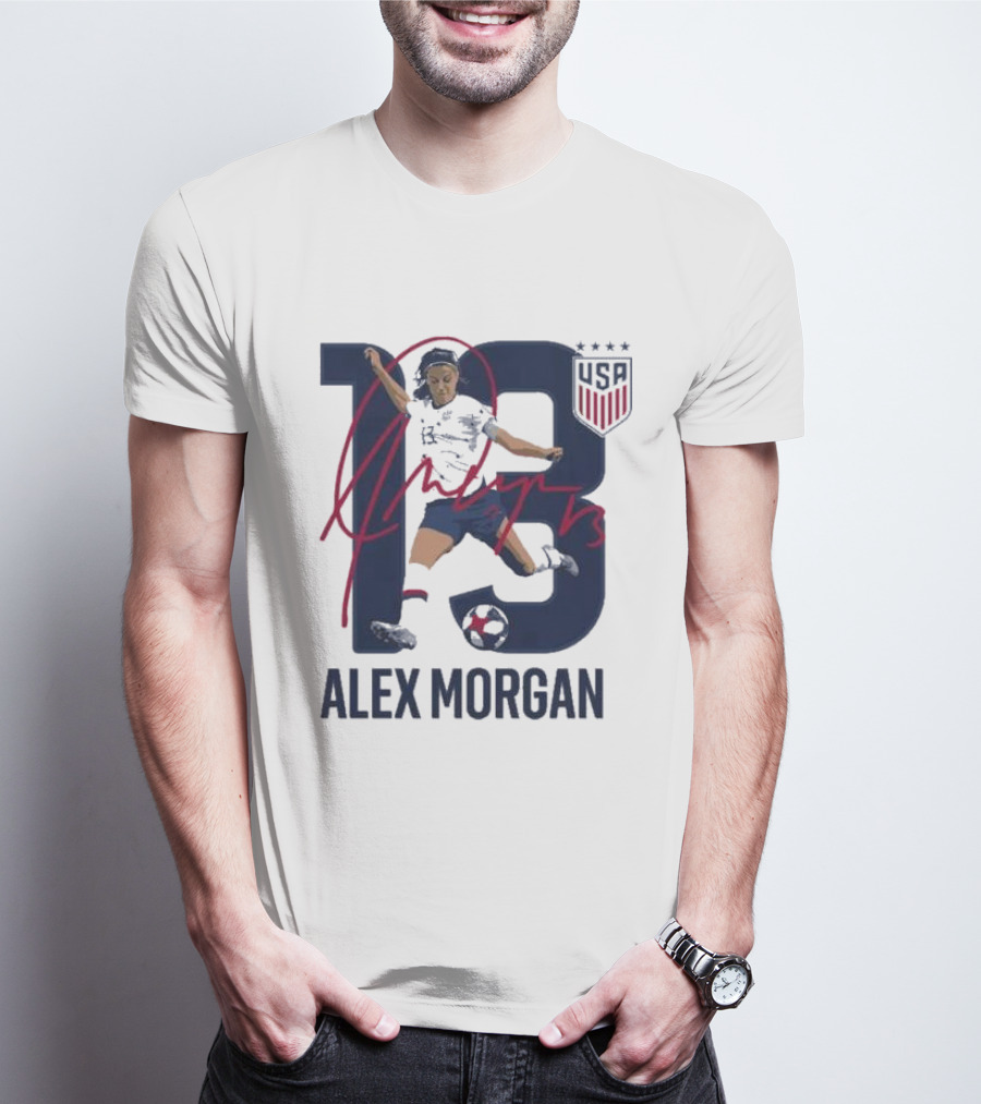 USA Alex Morgan 13 Signature Soccer Player With USA T-Shirt