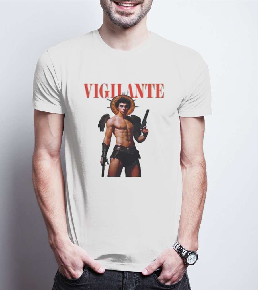 Vigilante Angelic Warrior With Wings And Guns T-Shirt