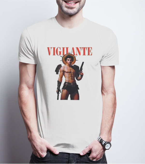 Vigilante Angelic Warrior With Wings And Guns T-Shirt