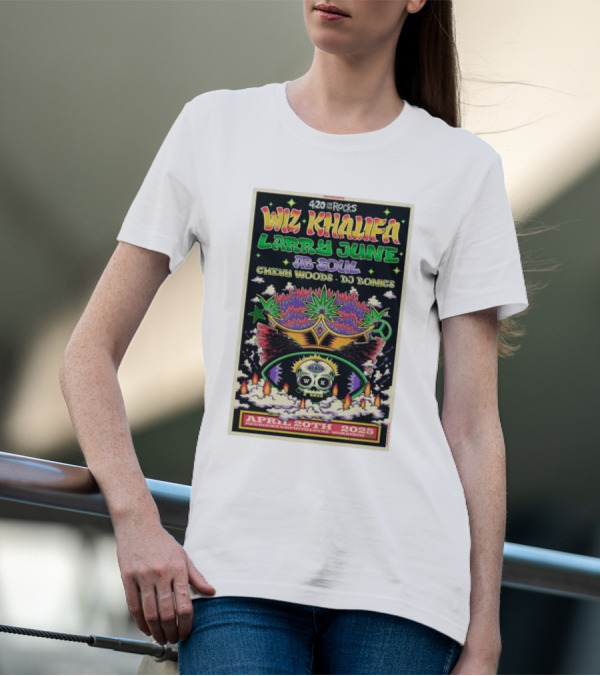 Wiz Khalifa Larry June Ab Soul 420 On The Rocks Morrison Colorado April 20th 2025 Event T-Shirt