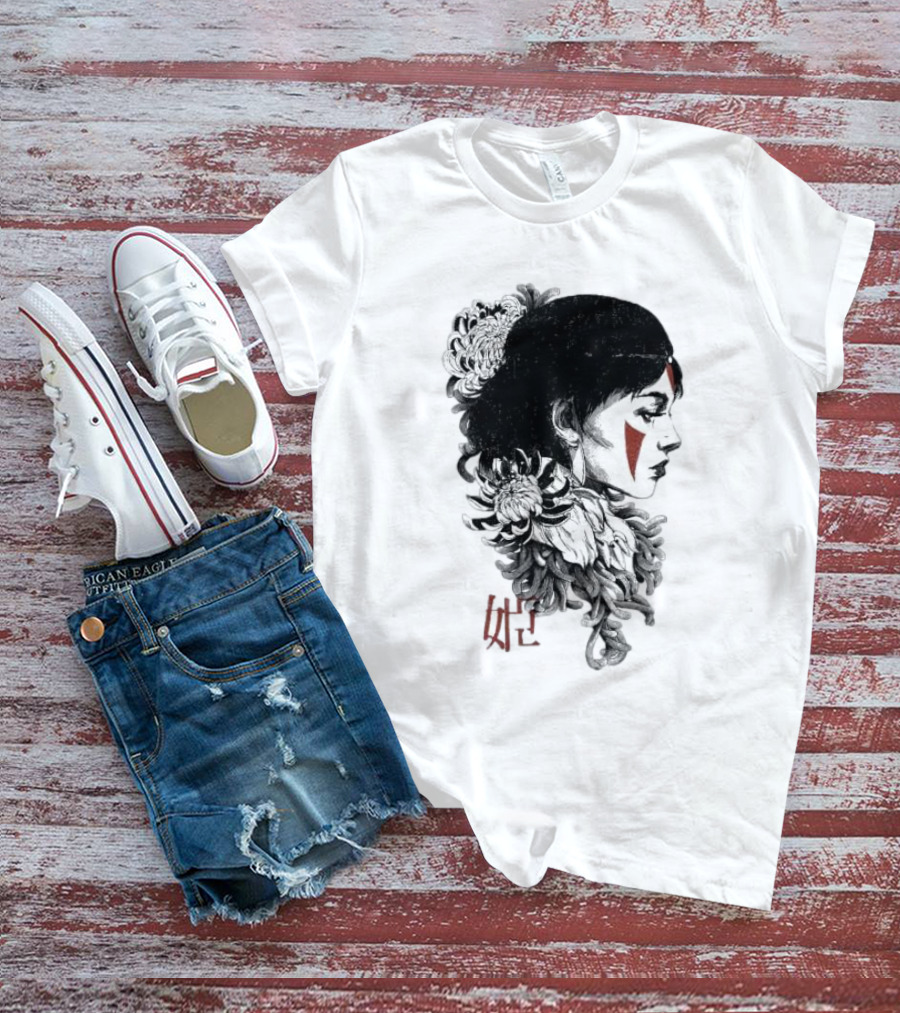 Wolf Girl Rafael Baptista Chrysanthemum Profile Asian Characters T-Shirt