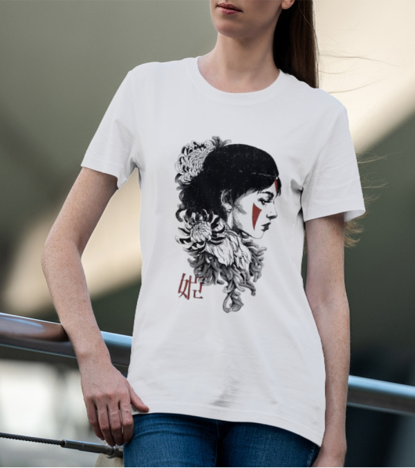 Wolf Girl Rafael Baptista Chrysanthemum Profile Asian Characters T-Shirt