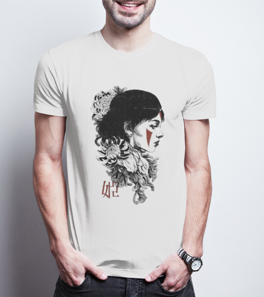 Wolf Girl Rafael Baptista Chrysanthemum Profile Asian Characters T-Shirt