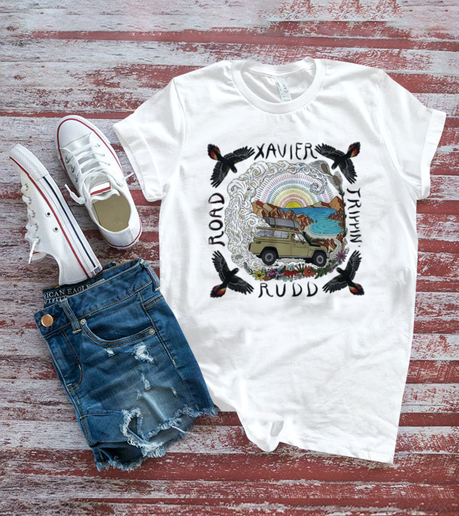 Xavier Rudd Road Trippin’ Sandstone Land Rover Beach Art With Birds T-Shirt
