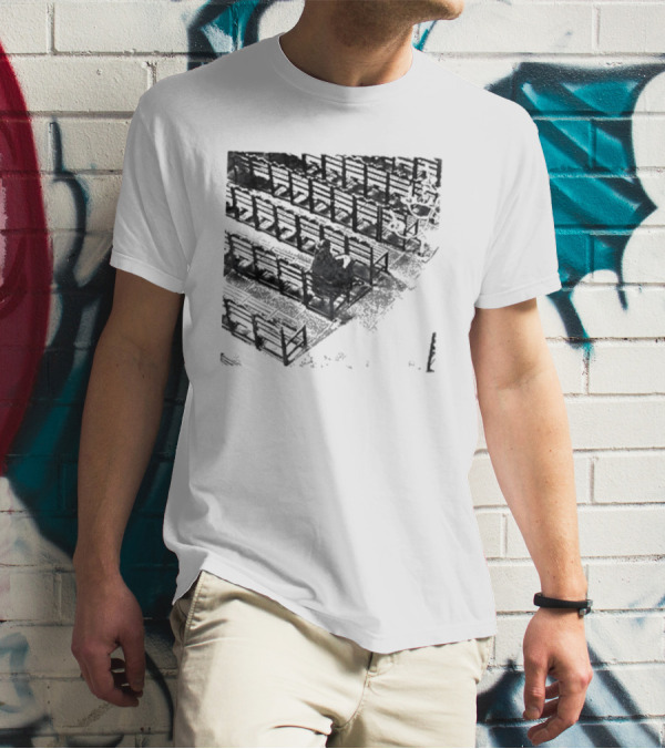 Zarathustra Denisa-St Bernadette Church Pew Monochrome T-Shirt