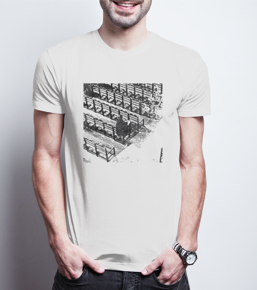 Zarathustra Denisa-St Bernadette Church Pew Monochrome T-Shirt