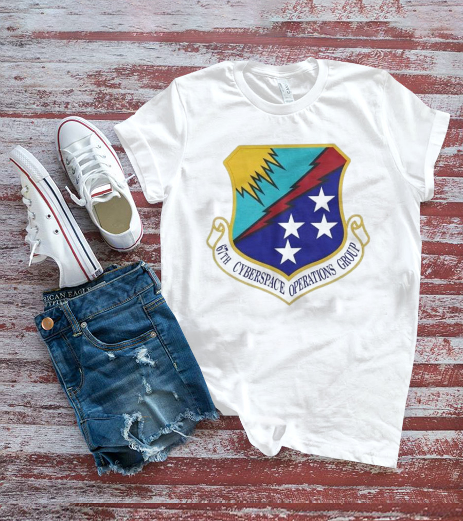 67th Cyberspace Operations Group Emblem With Stars And Lightning Bolt T-Shirt
