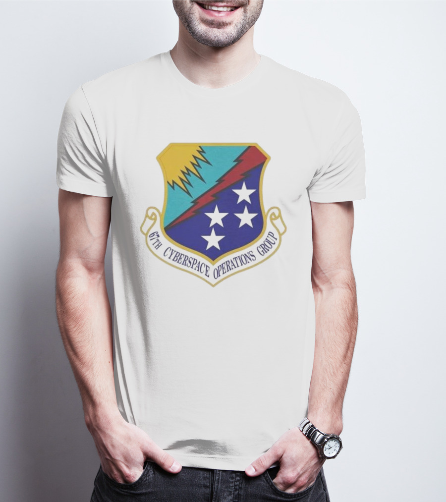 67th Cyberspace Operations Group Emblem With Stars And Lightning Bolt T-Shirt