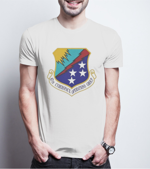 67th Cyberspace Operations Group Emblem With Stars And Lightning Bolt T-Shirt