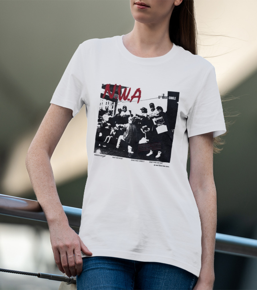 N.W.A 1988 Gangsta Gangsta Maxi-Single 12 Inch Quiet On Tha Set Compton Rap Music T-Shirt
