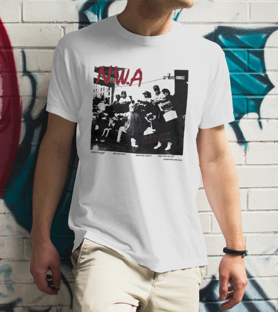 N.W.A 1988 Gangsta Gangsta Maxi-Single 12 Inch Quiet On Tha Set Compton Rap Music T-Shirt