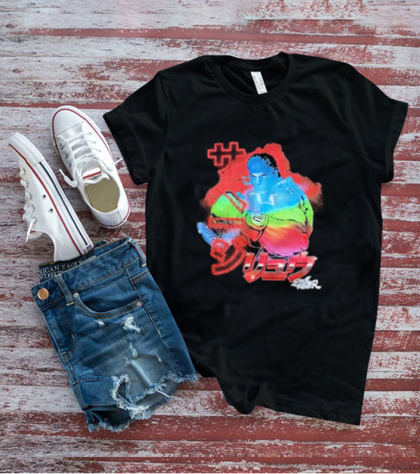 Street Fighter Ryu Neon Japanese Text Burst T-Shirt