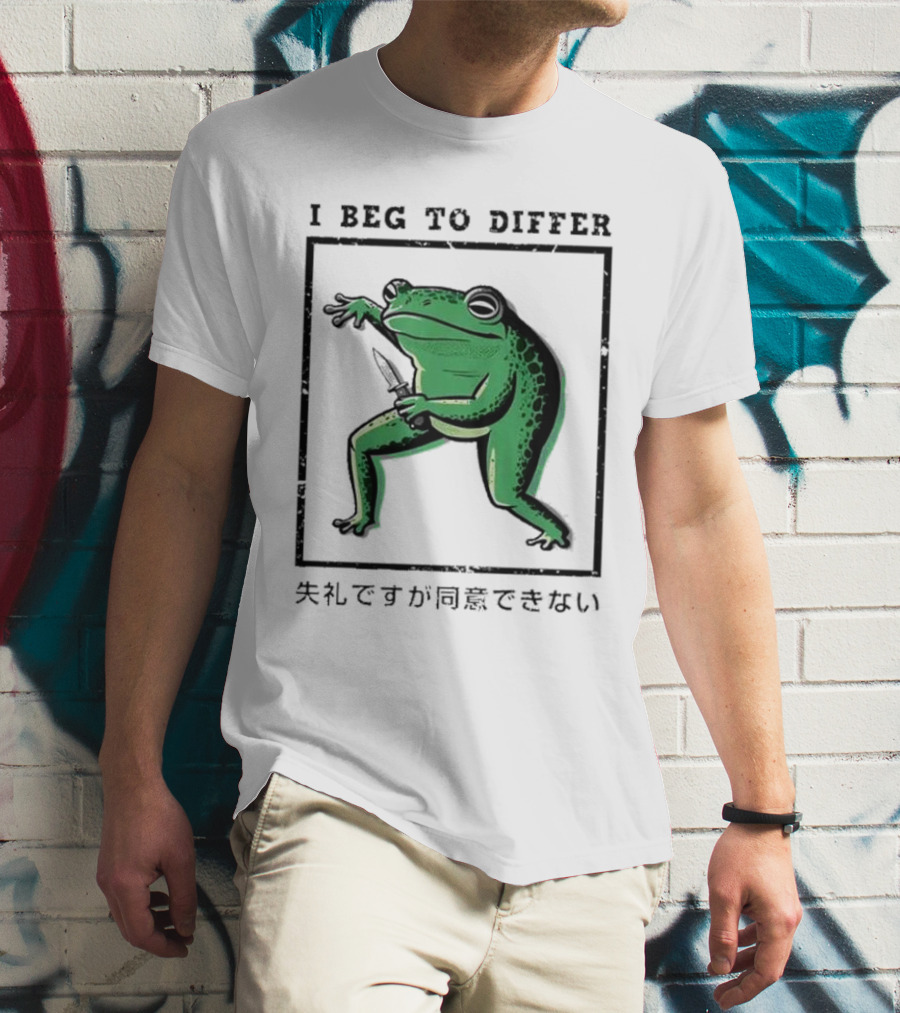 I Beg To Differ Frog Japanese Frog With Knife T-Shirt