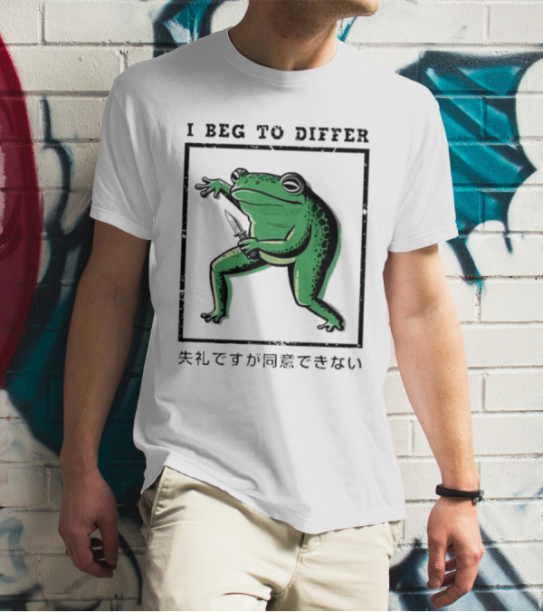 I Beg To Differ Frog Japanese Frog With Knife T-Shirt