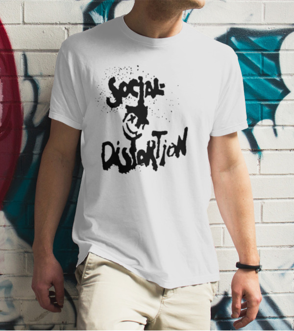 Social Distortion Smiley Logo Black Splatter T-Shirt