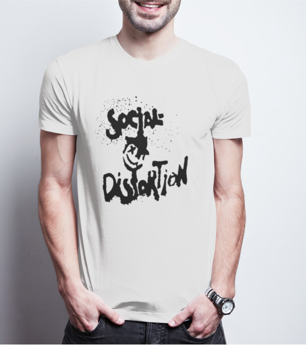 Social Distortion Smiley Logo Black Splatter T-Shirt